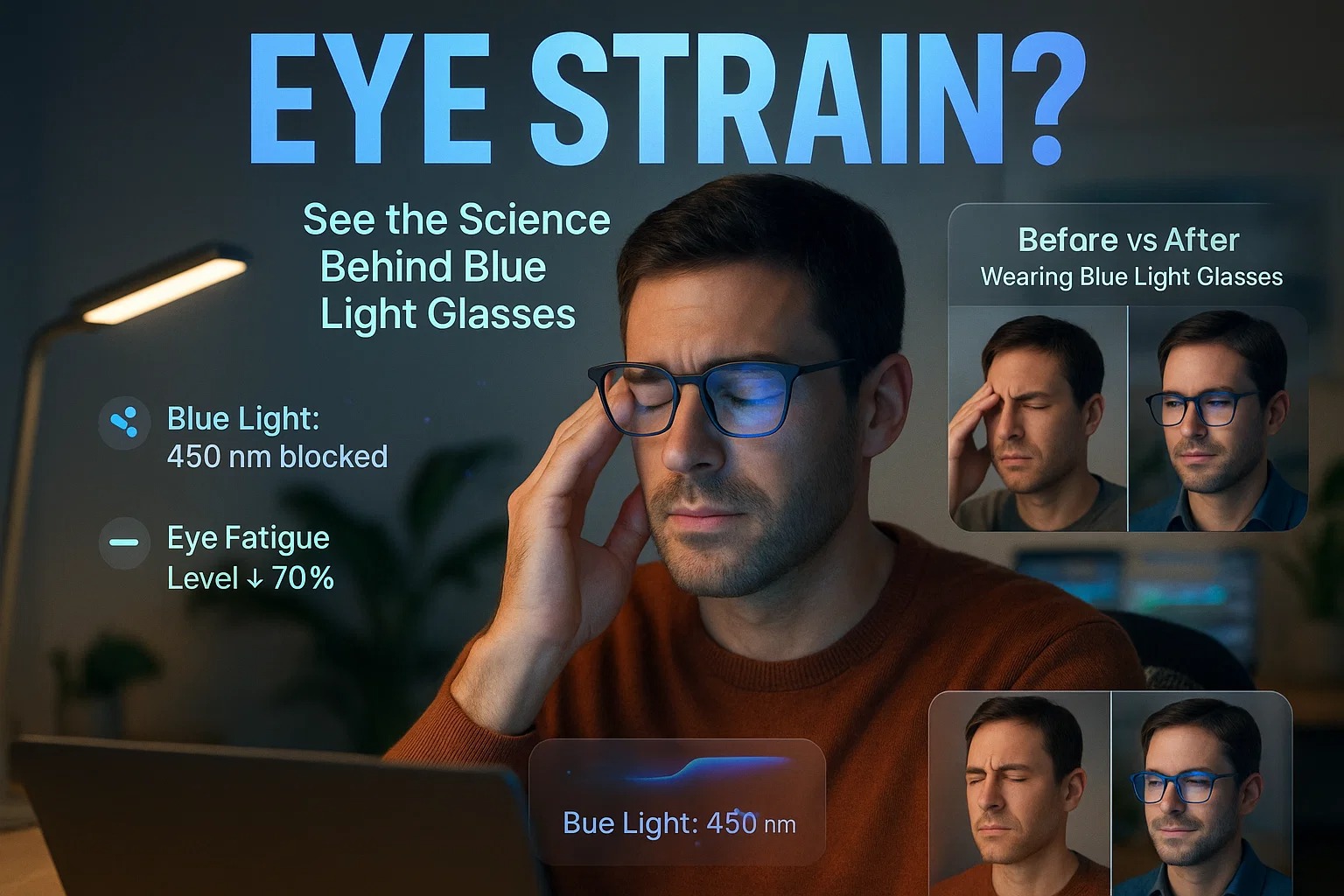 eye strain blue glasses